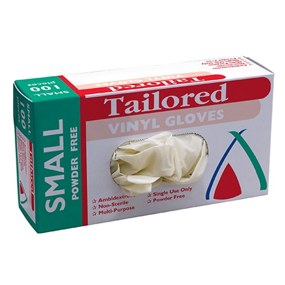 Small Natural Powder Free Vinyl Gloves (100)