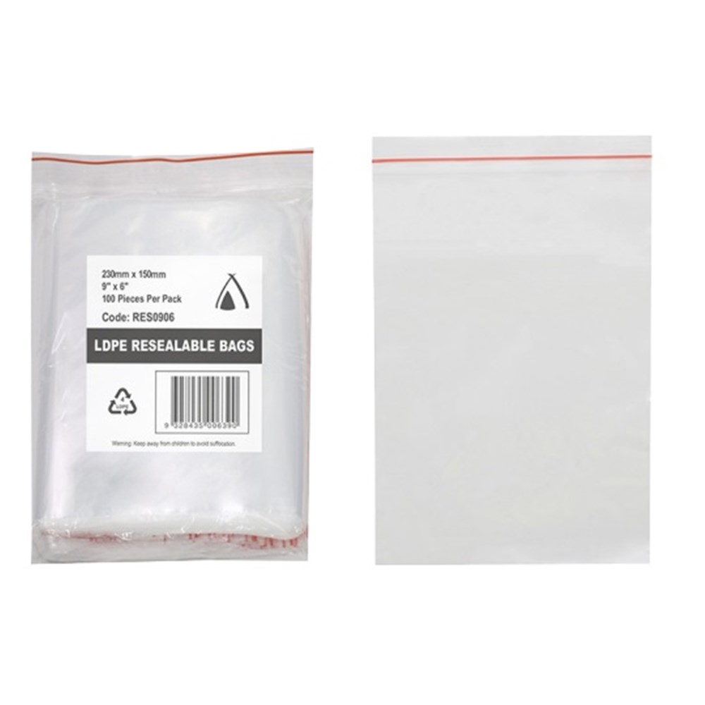 230x150mm (9x6) Resealable Bag  (100)