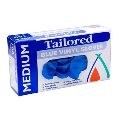 Medium Blue Vinyl Powder Free Gloves (100)