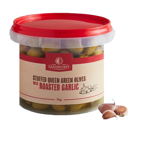 Queen Green Olives with Roasted Garlic 2kg