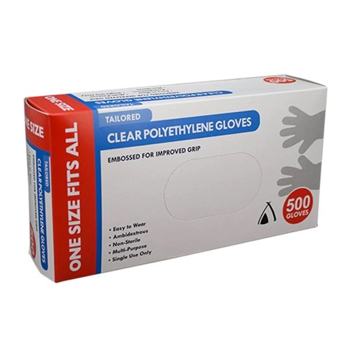 Large Clear Embossed Polyethylene Gloves (500)
