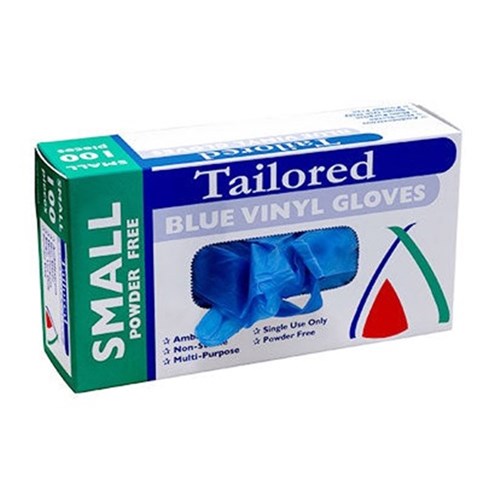 Small Blue Powder Free Vinyl Gloves (100)
