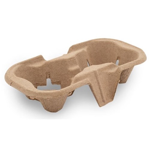 2 Cup Carry Tray Moulded Fibre (50)