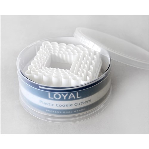 Plastic Plain + Scalloped Square Cutter Set (5)
