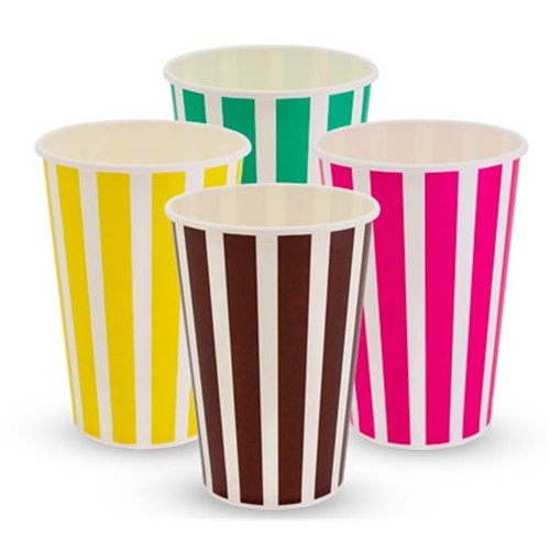 16oz Thickshake Candy Stripe Paper Cold Cups (50)