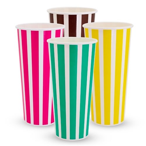 24oz Milkshake Candy Stripe Paper Cold Cups (25)
