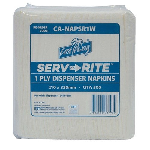 1 Ply Serv-Rite White Dispenser Napkins (500)