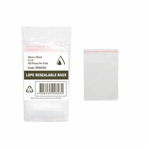 75x50mm (3x2) Resealable Bags (100)