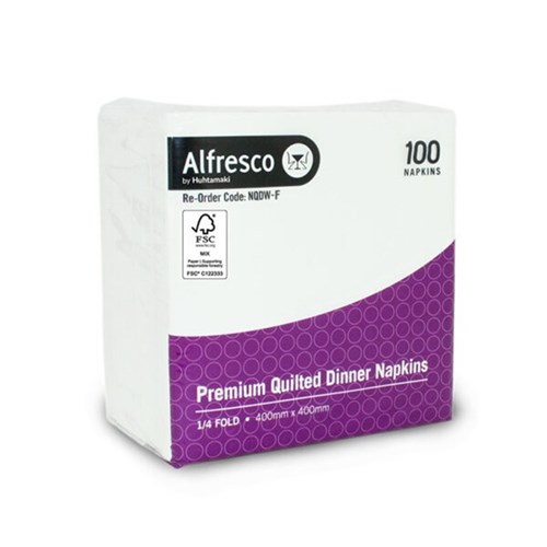 White Quilted Dinner Napkin 1/4 Fold