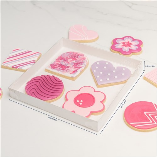 Cookie Box Clear Lid Medium 20cmx20cmx2.5cm (100)