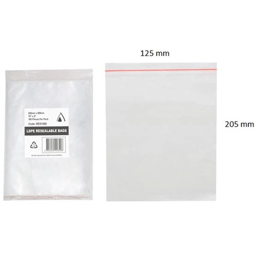 205x125mm (8x5) Resealable Bag  (100)