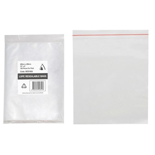 255x205mm (10x8) Resealable Bag  (100)